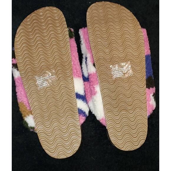 R2 Bernette Multi Color Fuzzy SlipOn Sherpa Strap Faux Suede Camo Sandals 11 New - Picture 5 of 5
